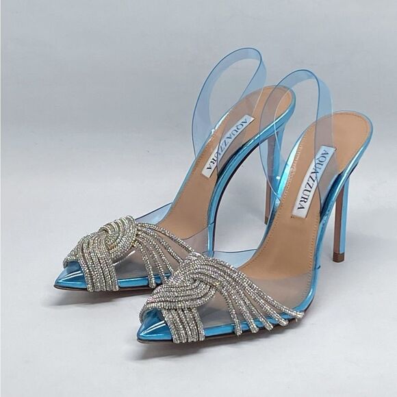 Aquazzura Gatsby Crystal-Embellished Slingback pumps size 35 - Picture 5 of 13